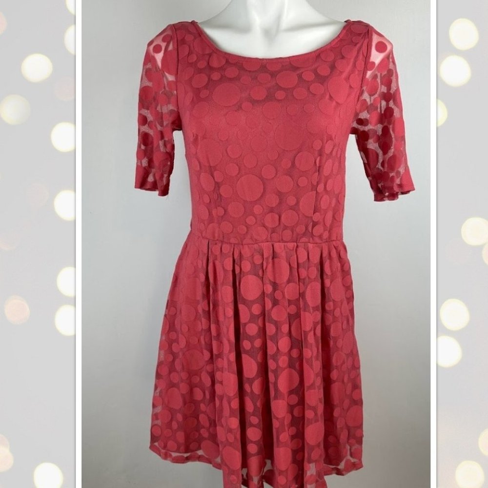 Lauren Conrad Pink Polka Dot Mesh Dress Size 6